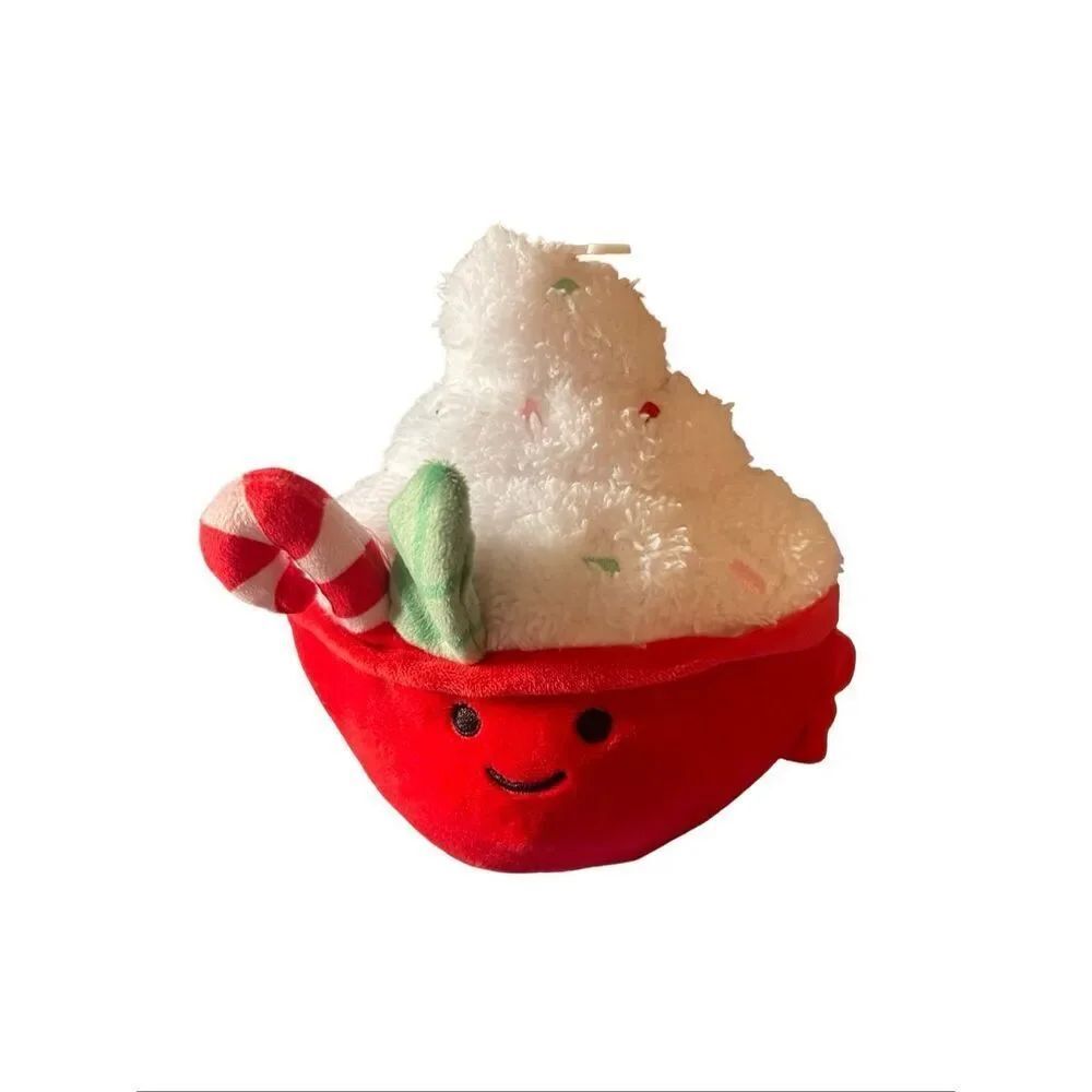American Greetings White Red Christmas Ornament Hot Cocoa Plush Toy 8"